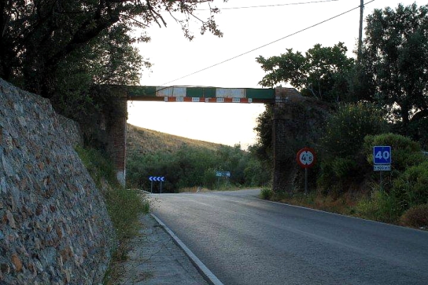 An acequia aquaduct crossing the main road between Lanjaron and Orgiva